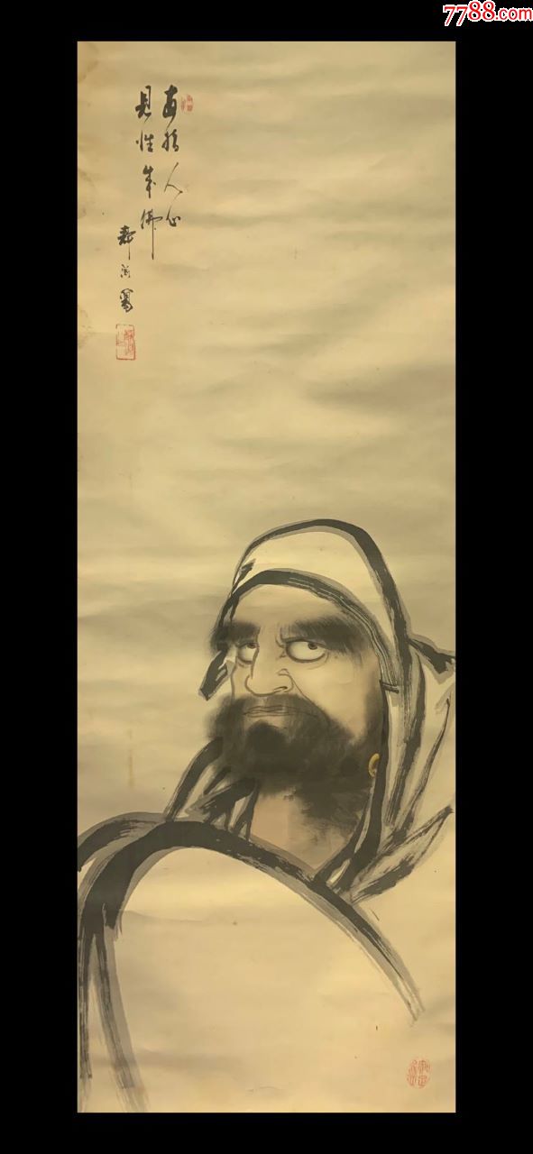 静渊达摩古代名画真迹清代书法字画茶室卷轴画书房玄关挂画