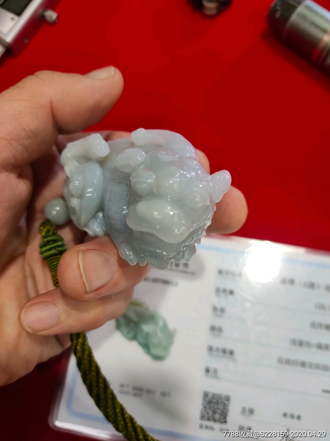 翡翠貔貅手把件a货