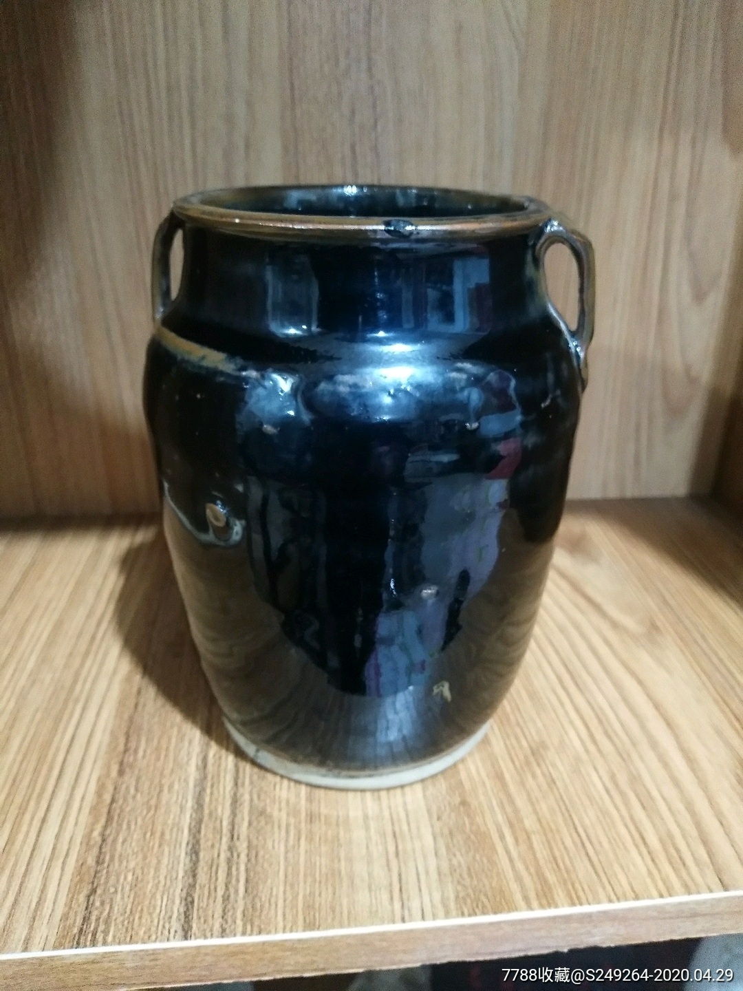 元明黑釉双系罐