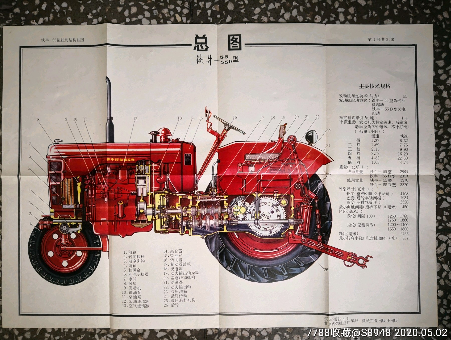 铁牛—55拖拉机结构挂图【31张全】