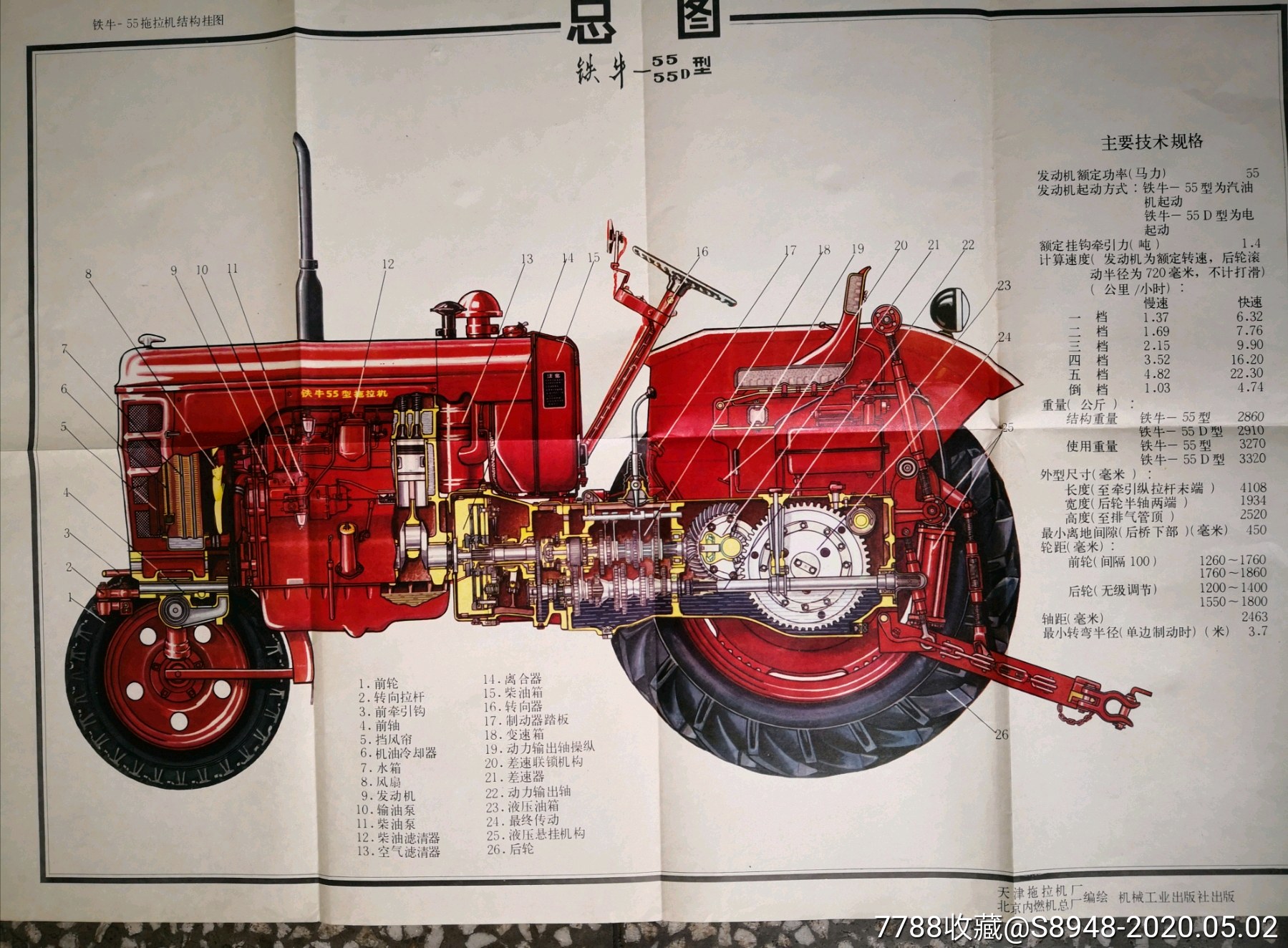 铁牛—55拖拉机结构挂图【31张全】_价格130.