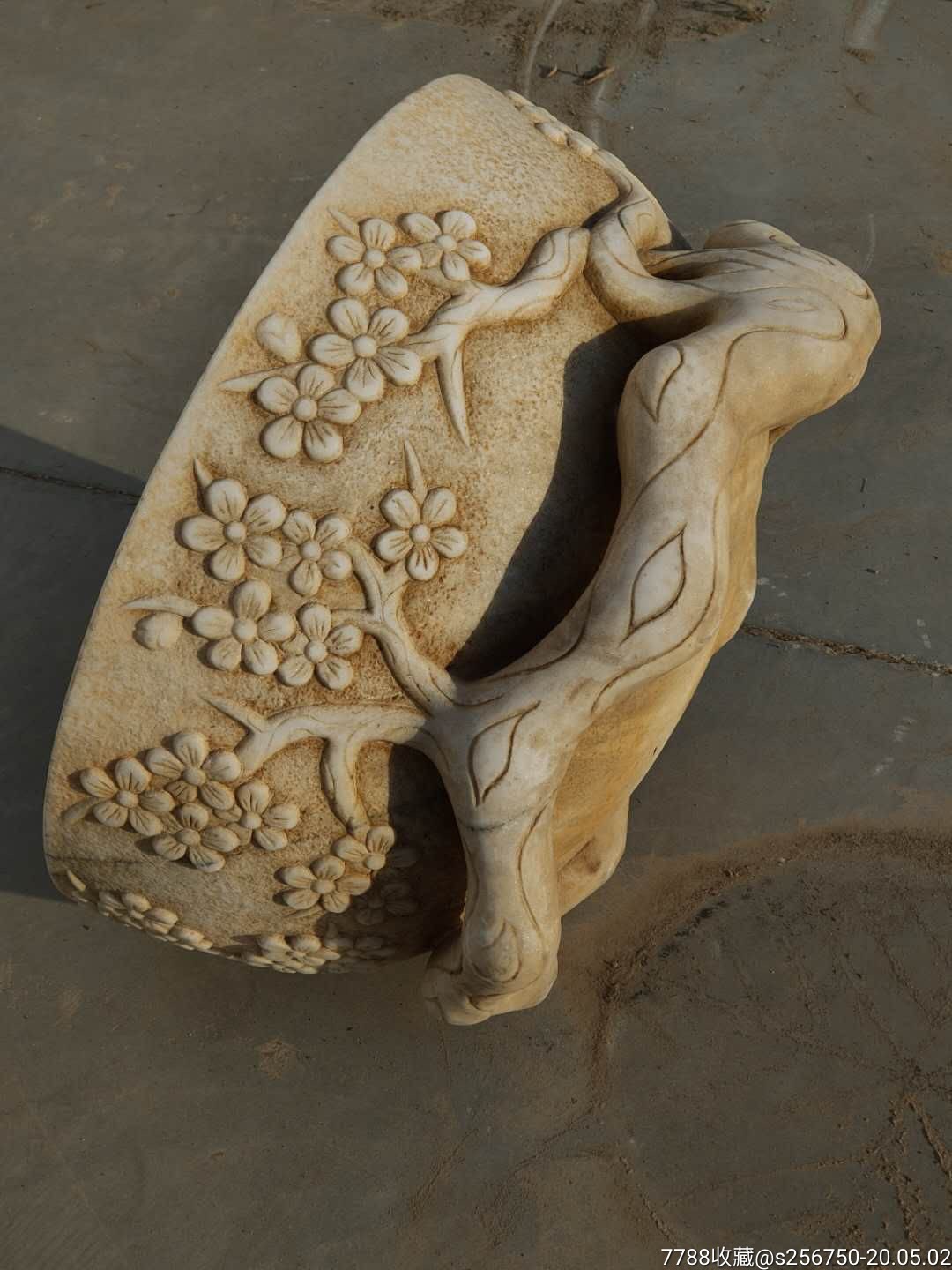 梅花石盆 材质~汉白玉 高浮雕镂空雕刻,雕工精美漂亮