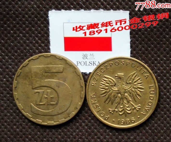 外币波兰硬币5兹罗提世界钱币24mm铜质波兰钱币va6pl