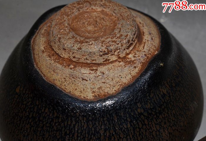 单色黑釉建盏窑黑水窑变古董瓷器老瓷器古代饮茶器分体斗笠碗_价格800