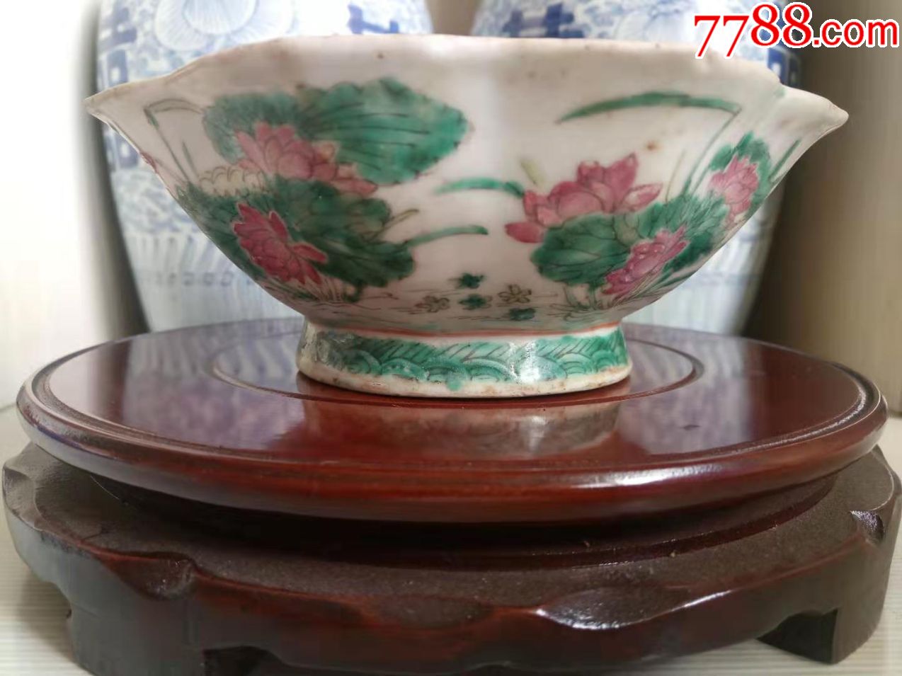 清代荷花八角碗
