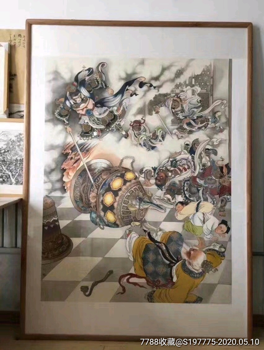 刘继卣闹天宫连环画经典原稿临摹画稿五幅180128巨幅彩色画稿作品