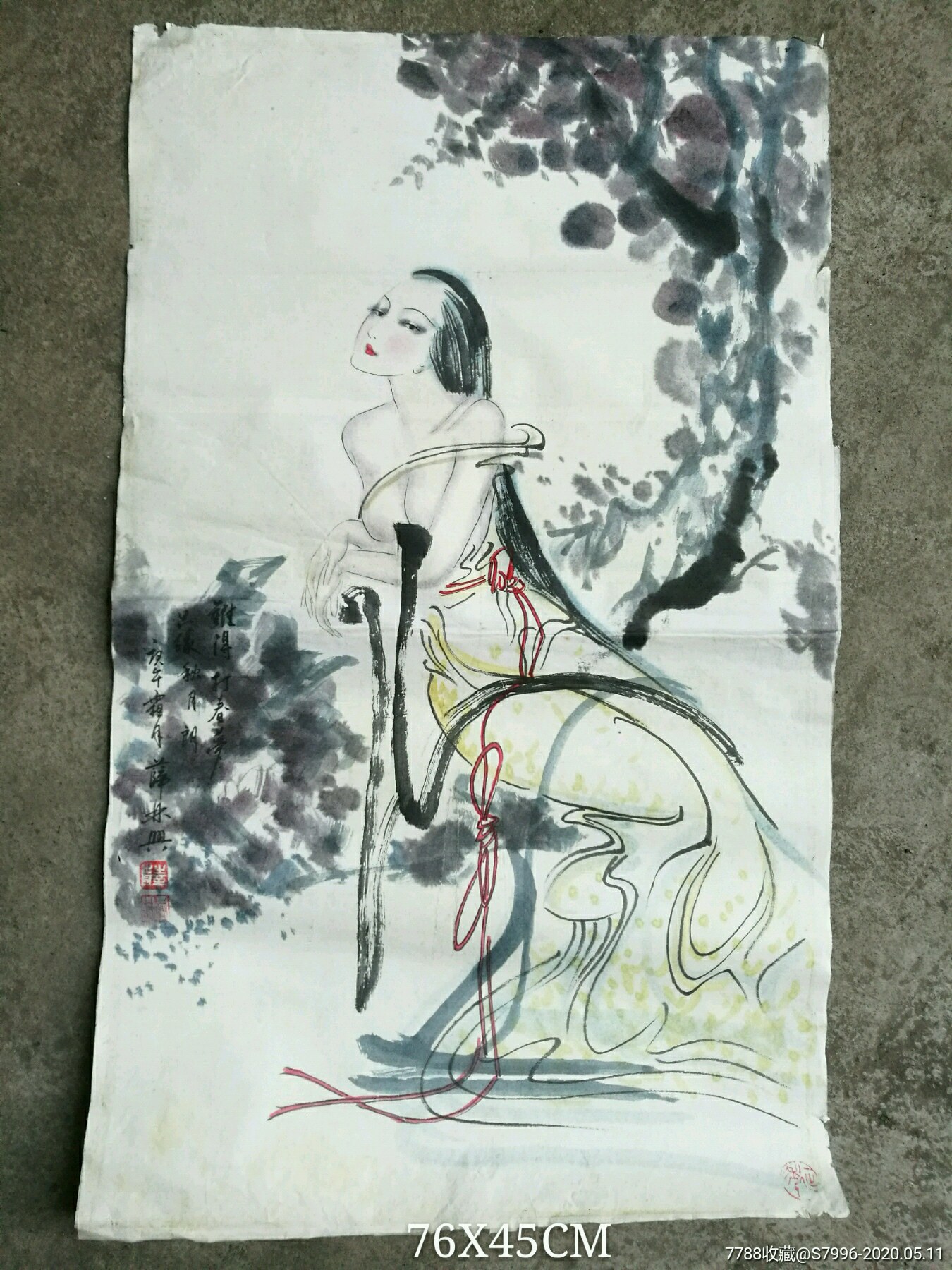 中国当代著名画家薛林兴仕女画原作(真迹)