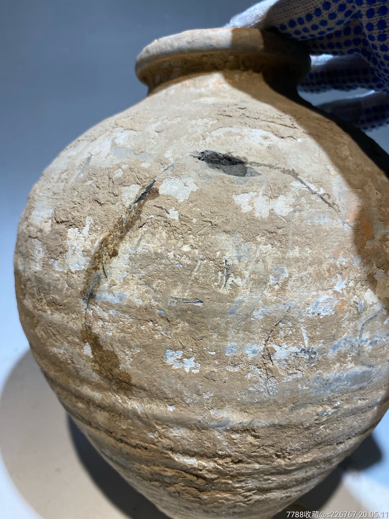 古玩陶器古董汉代带彩陶罐