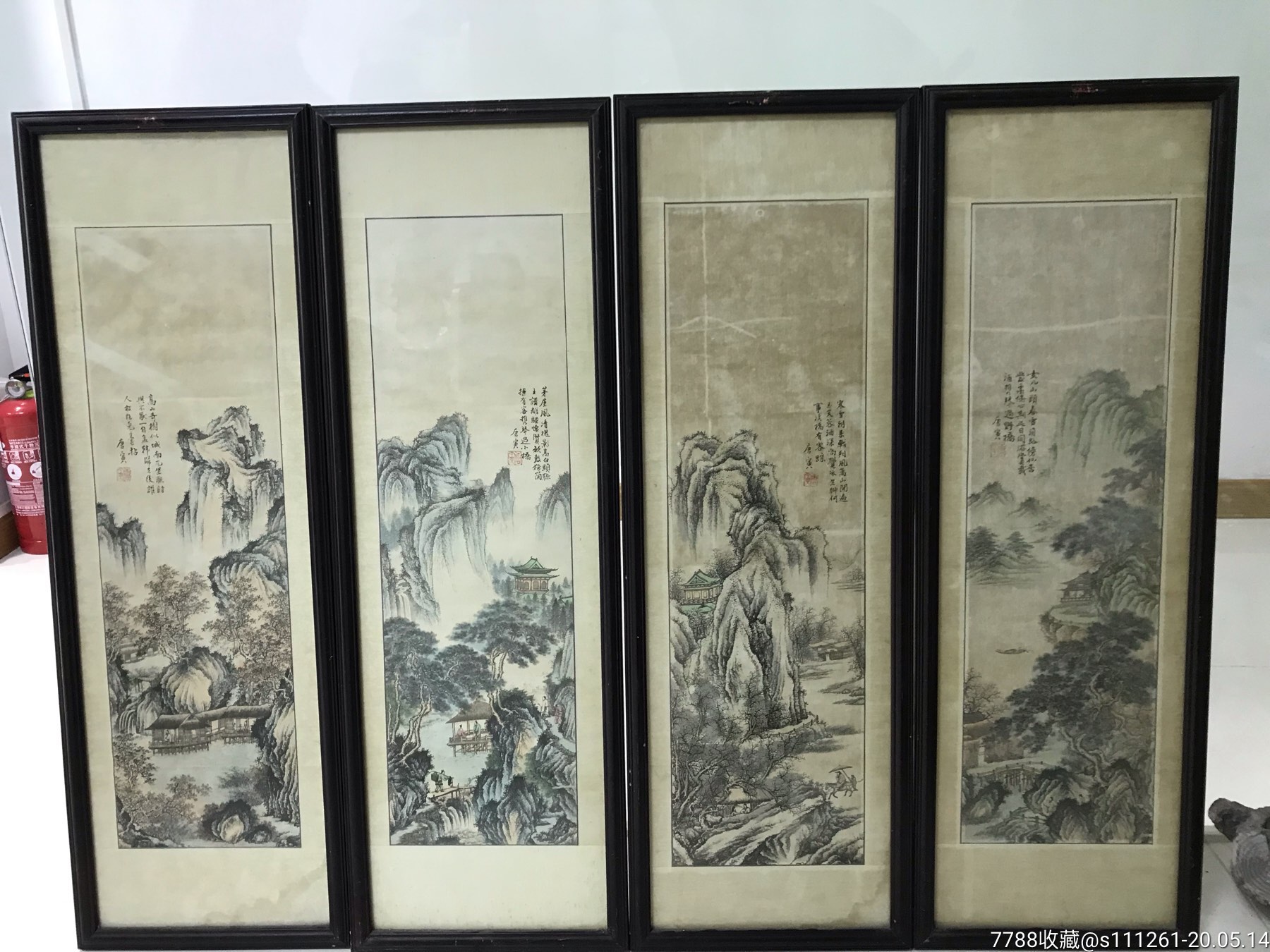 很好的仿唐伯虎四条屏画