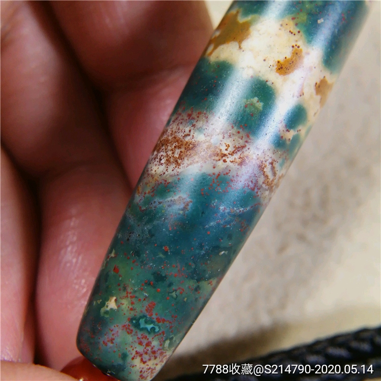 【特惠】朱砂爆满象雄天珠材质玛瑙天然线天珠长57.5mm,原矿项链