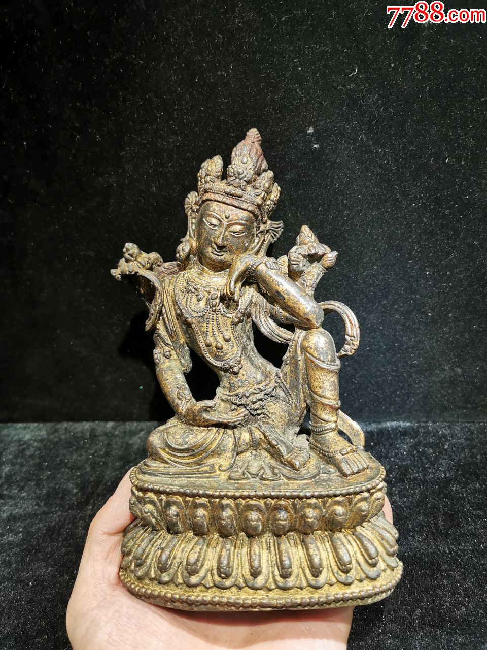 密宗佛像铜鎏金度母造像,造型罕见,铜鎏金,未封底,包浆厚重光亮,重