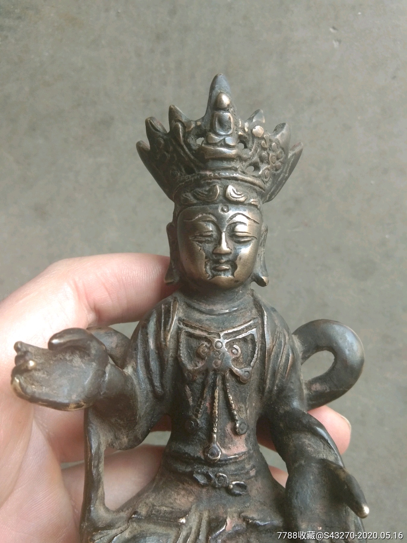 明代老佛像 ,铜像/铜佛像,观音铜像,元明清,红铜【我的爱好是收藏】