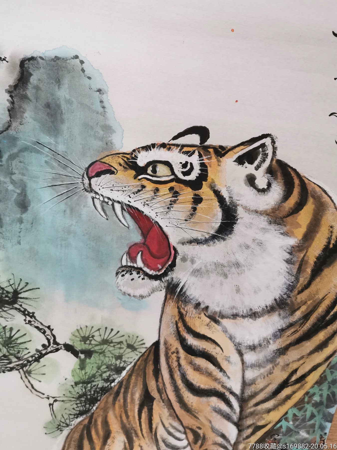 著名老画家邱国业三尺精品老虎《雄风图》