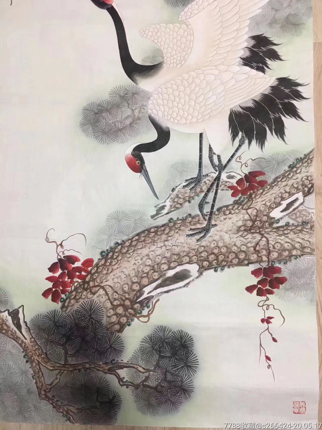 松龄鹤寿-花鸟国画原作-7788收藏__收藏热线