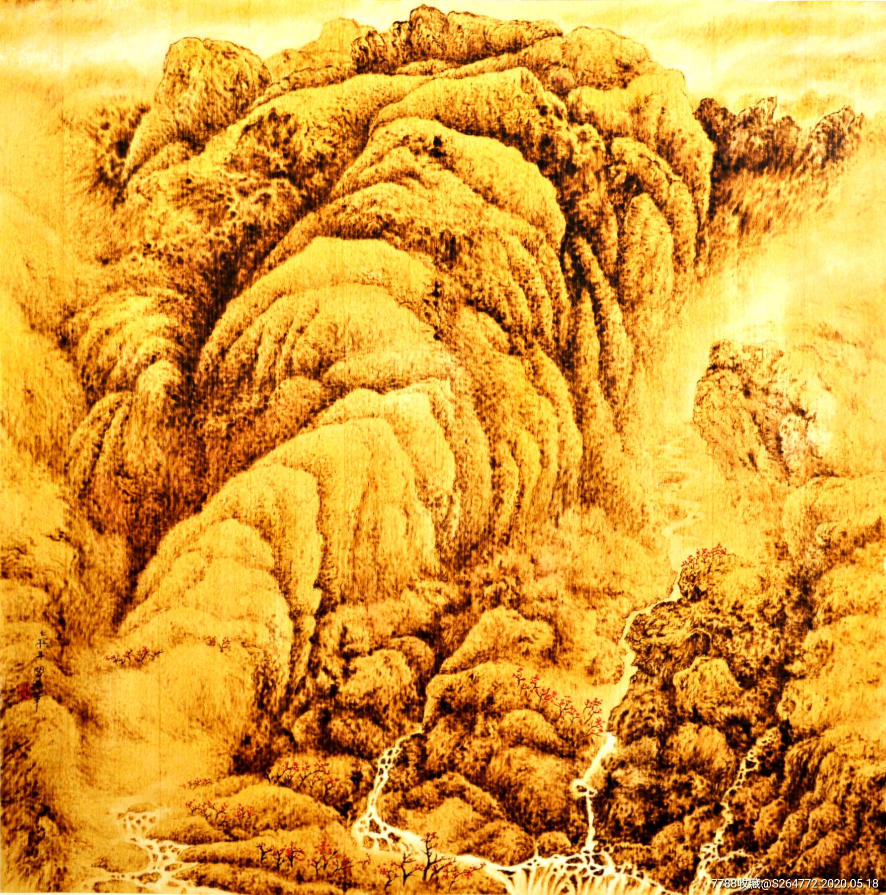 手绘原创烙画油画综合技法山水孤品收藏送礼家居装饰画办公室别墅酒店