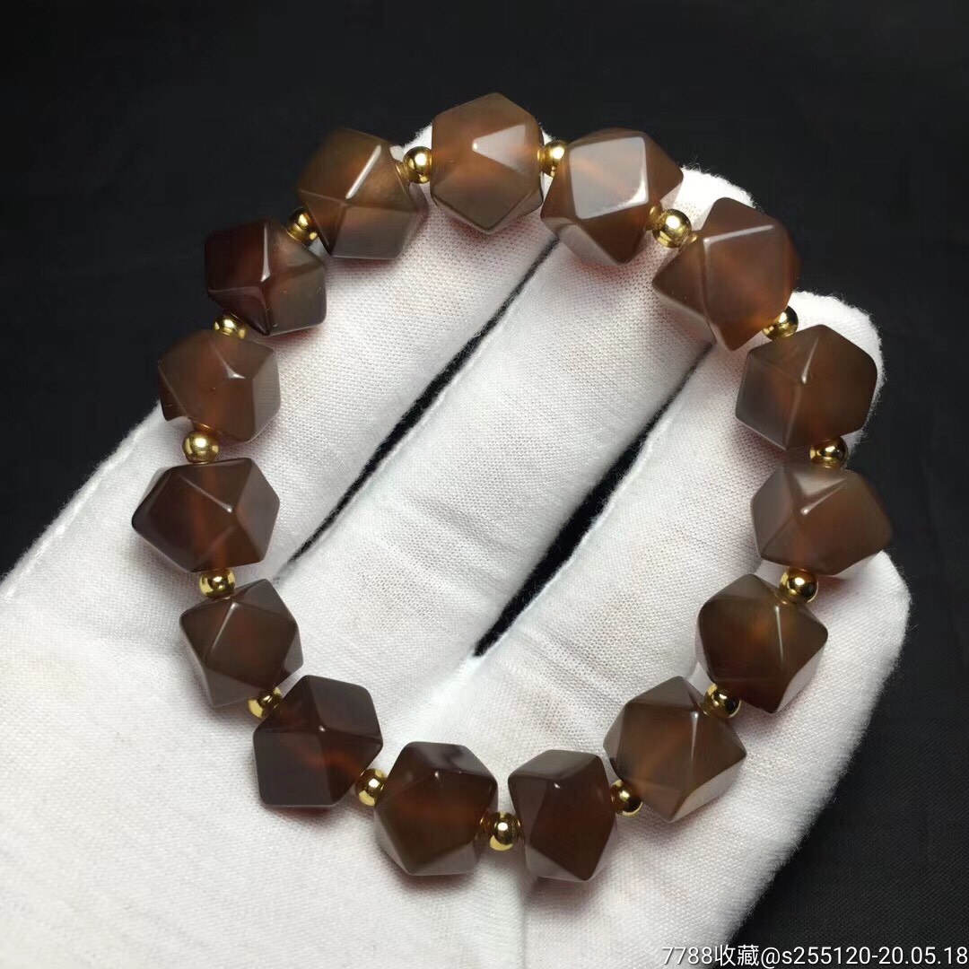 精品天然糖色玛瑙珠八楞玛瑙珠