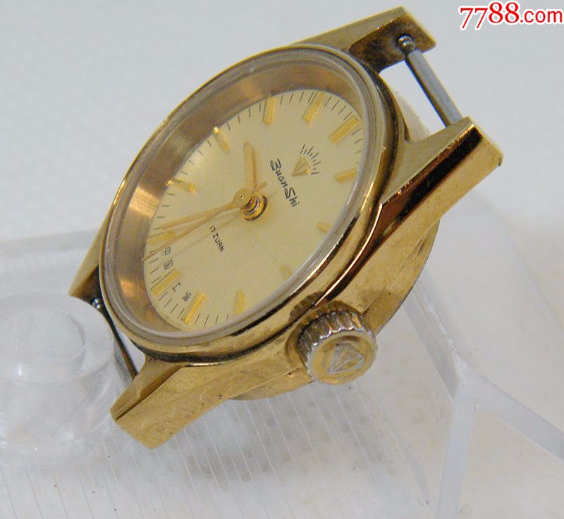 80年代上海钻石牌机械手表-17钻sb5z-镀金女表