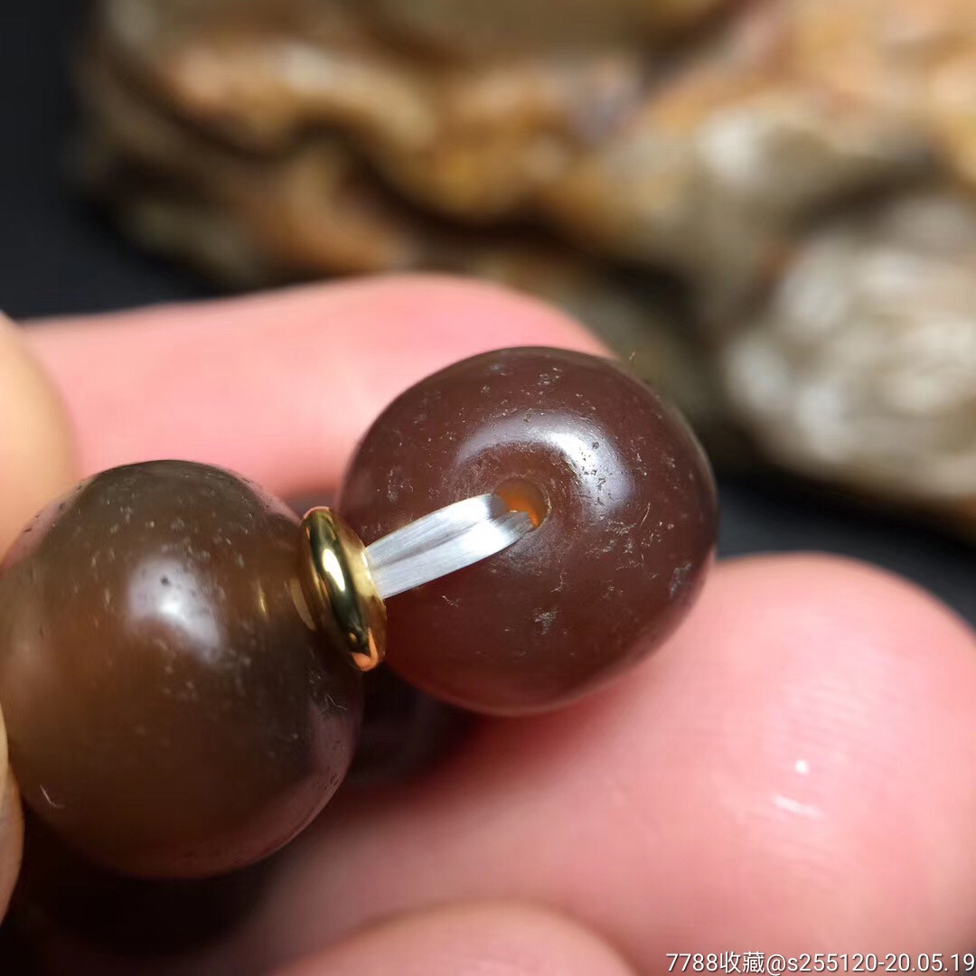 精品天然唐球玛瑙珠算盘珠手串