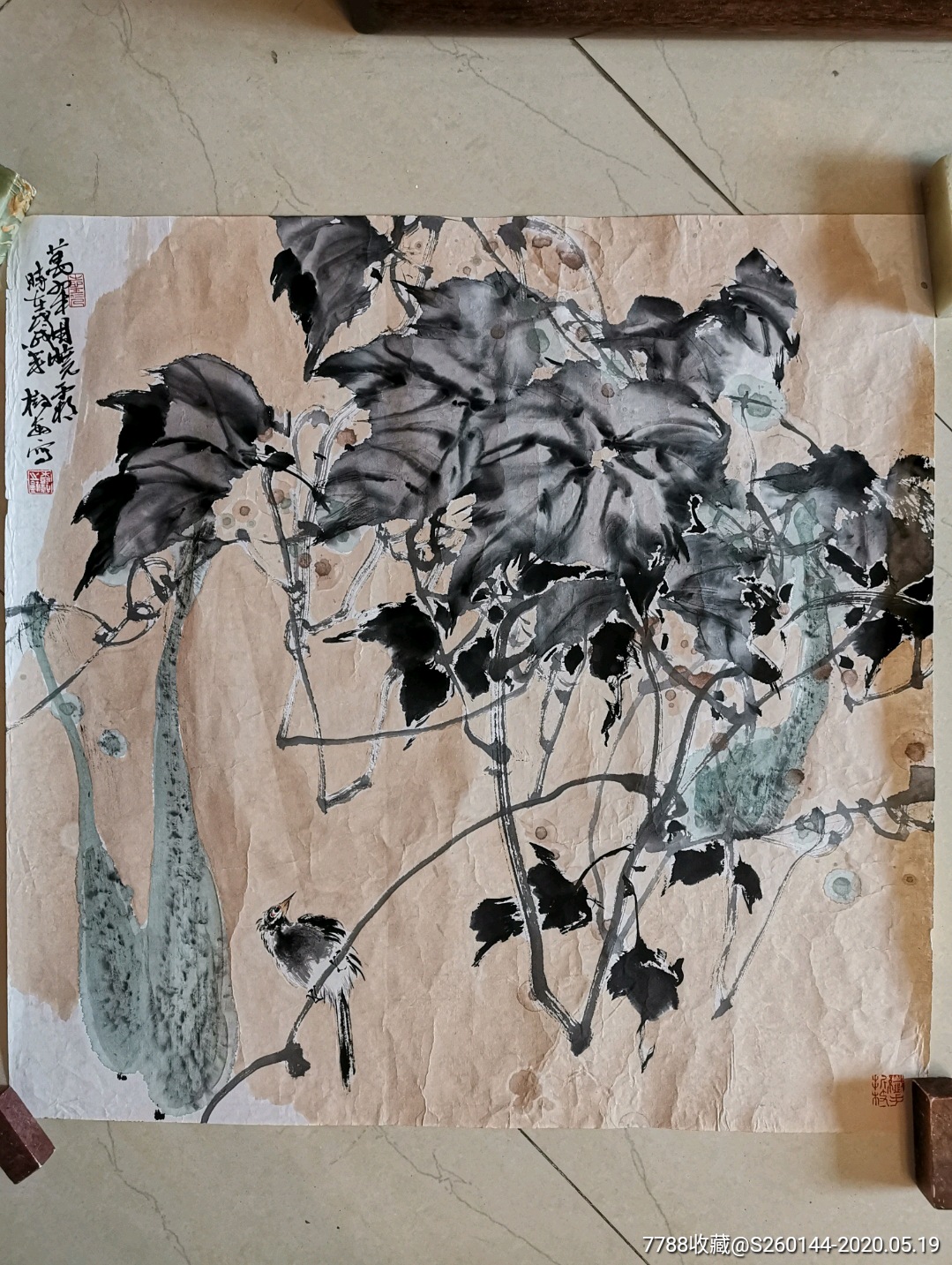 崔树轩68*68cm_花鸟国画原作_松云堂【7788收藏__收藏热线】