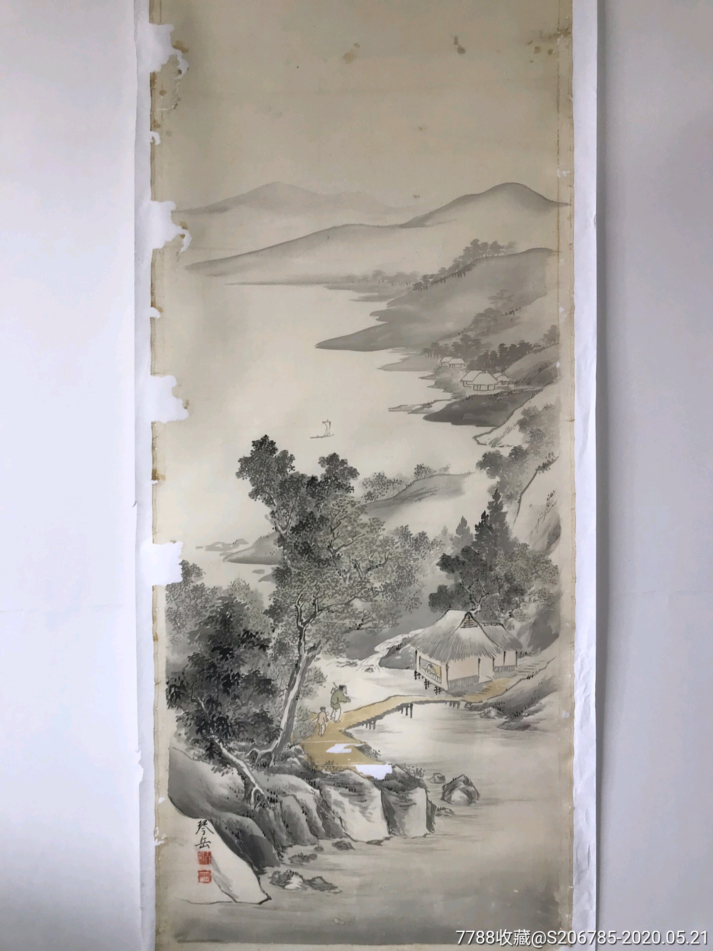 画片093民国时期山水画,琴岳款,稍微有些缺肉