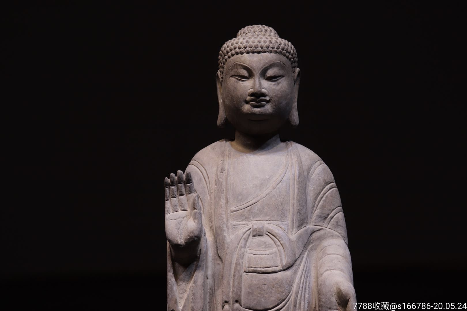 残之美——唐韵释迦摩尼站姿造像青州石,尺寸:通高71佛高64公分开脸慈