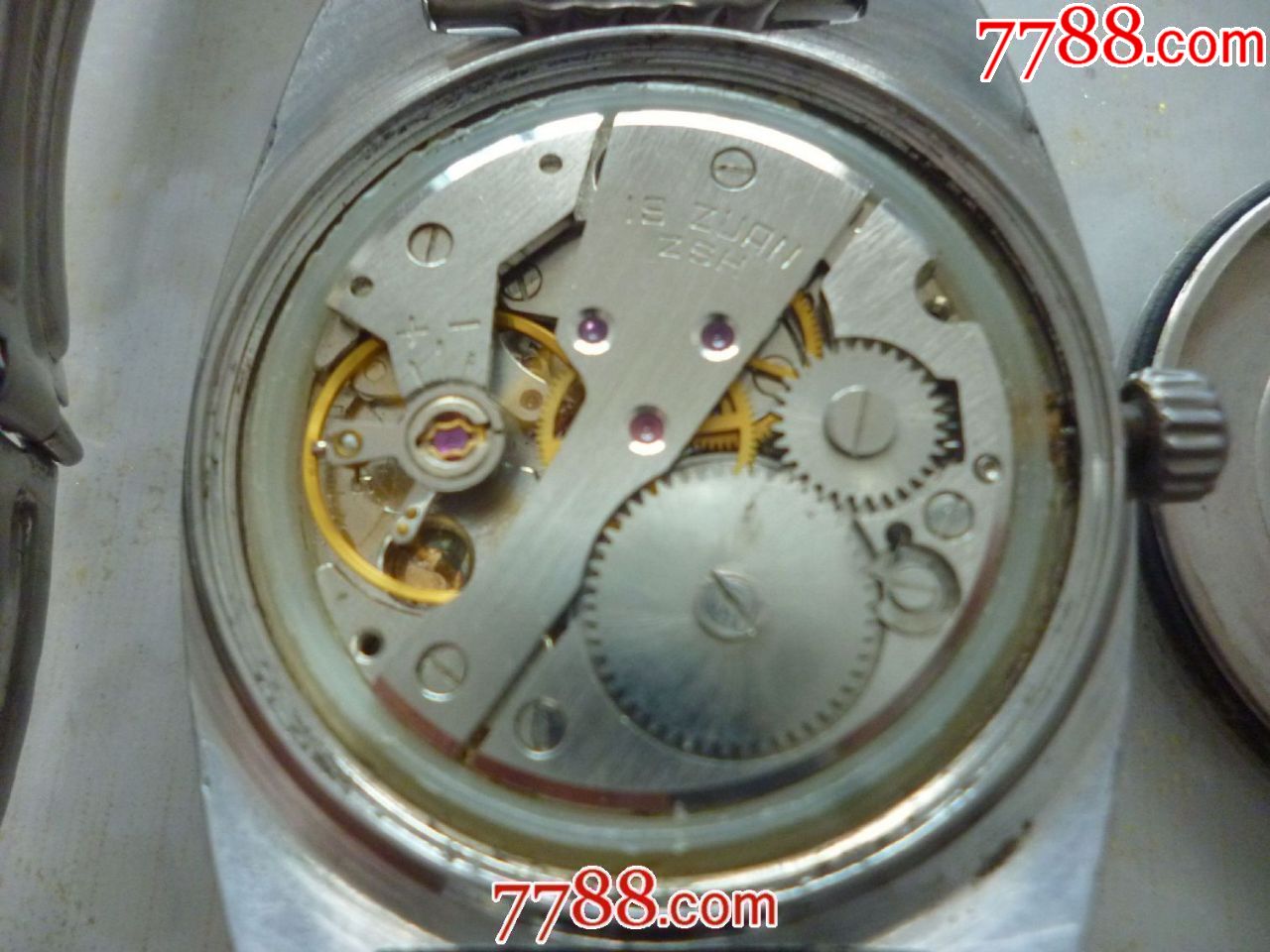 稀品70年代初期\天津手表厂试制\夜光\浅棕色波浪花纹盘【宁州】牌