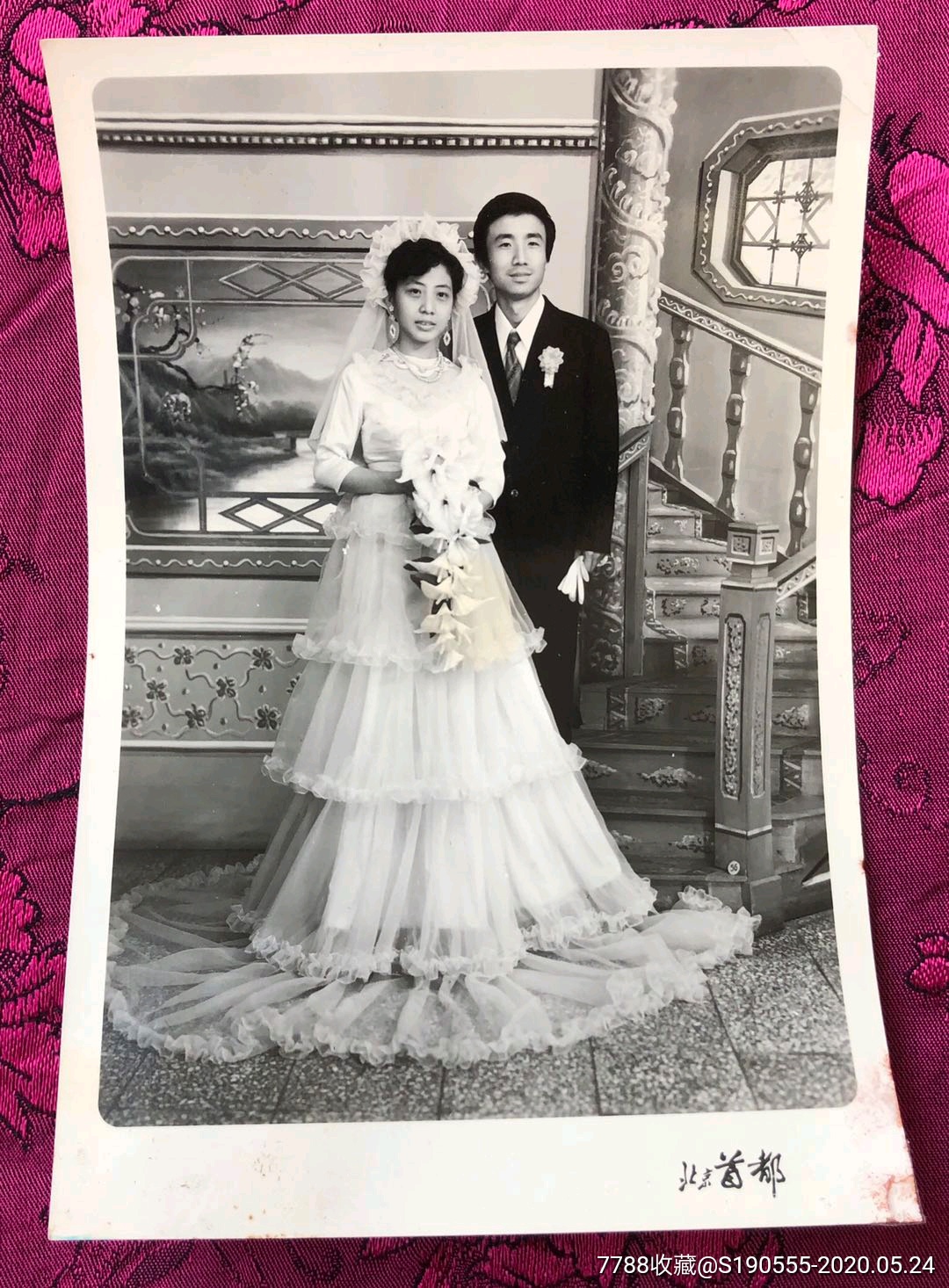 约80年代初婚纱照结婚照老照片一枚