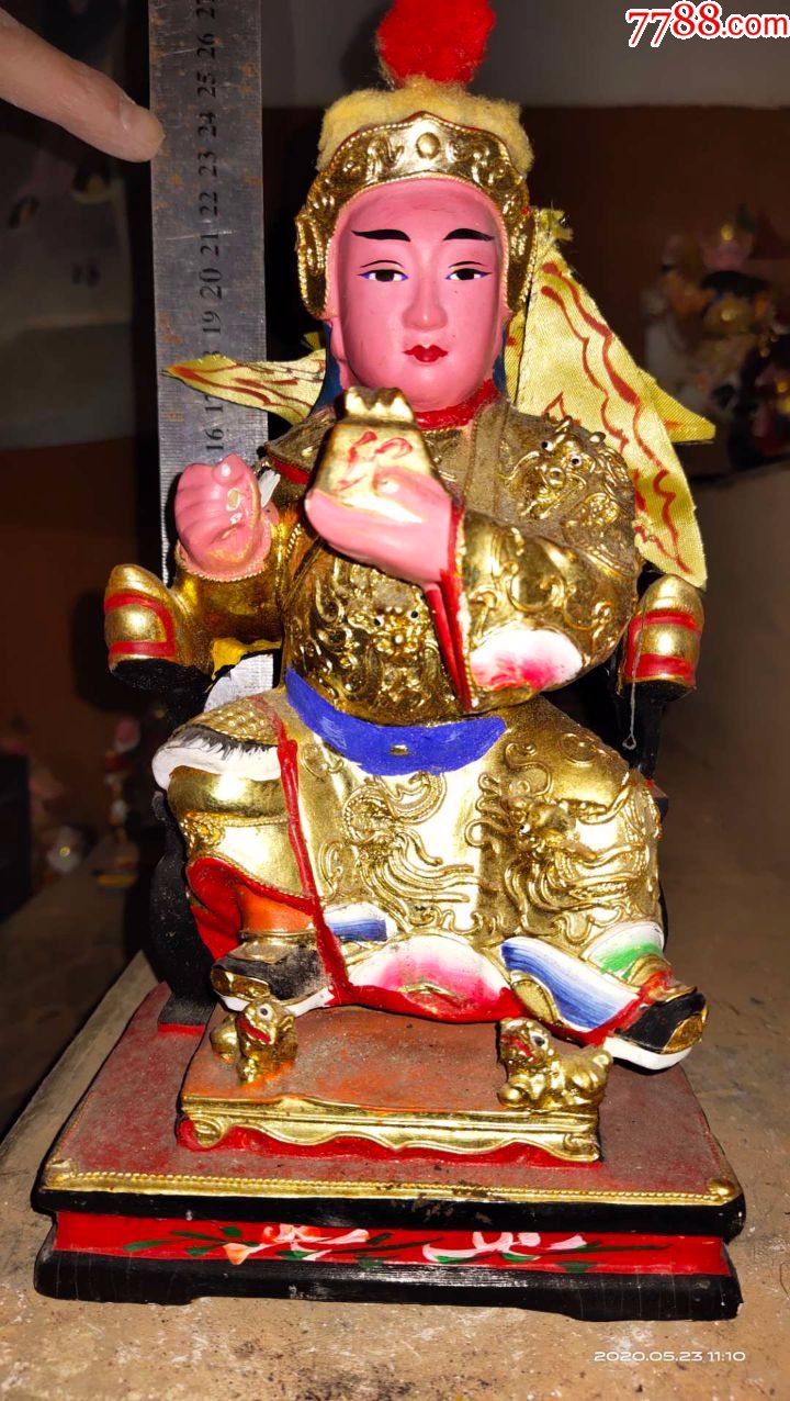 高度23厘米,樟木雕刻人物武将军神像菩萨佛像雕像摆件