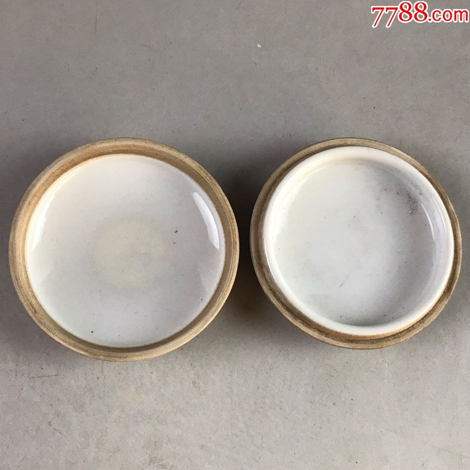 乾隆年制雪景印泥盒古玩老瓷器