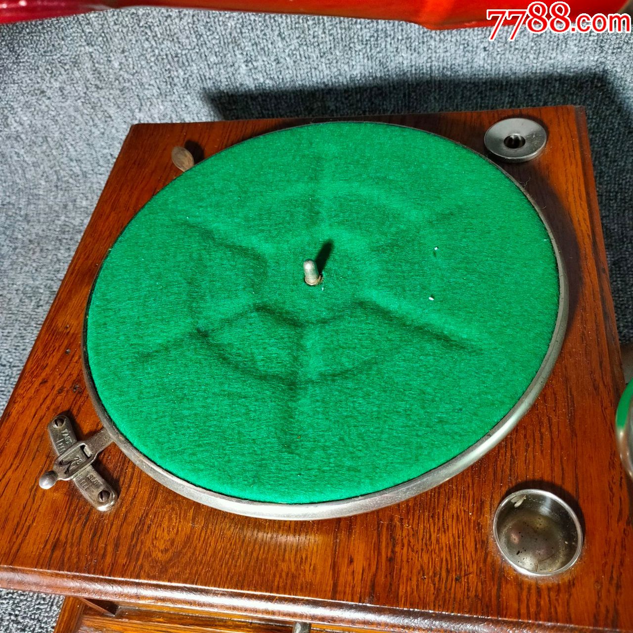 90年代英国双喇叭手摇黑胶留声机怀旧馆藏品复古西洋风家装摆件