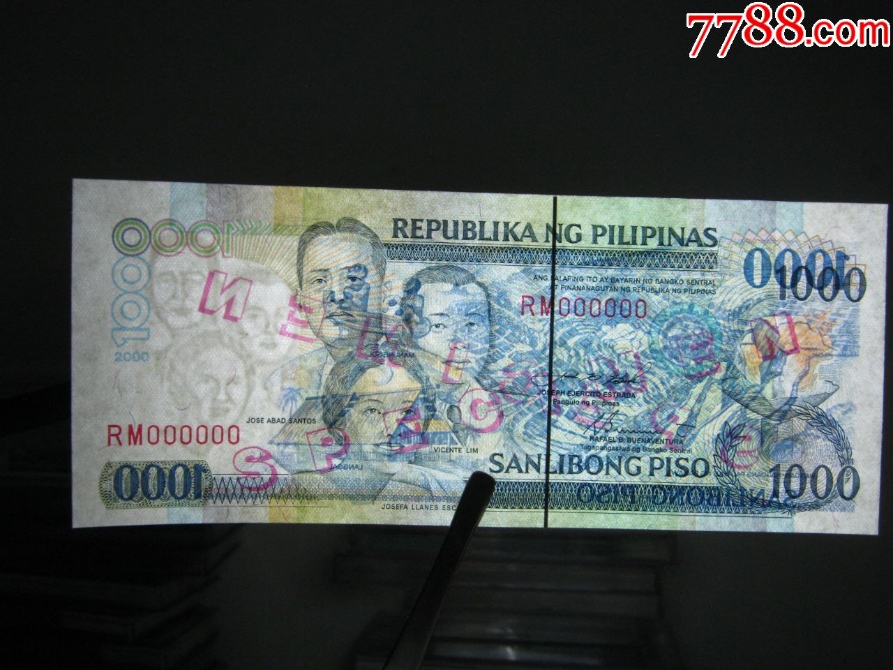 票样菲律宾1000比索2000年全新unc外国钱币保真收藏票