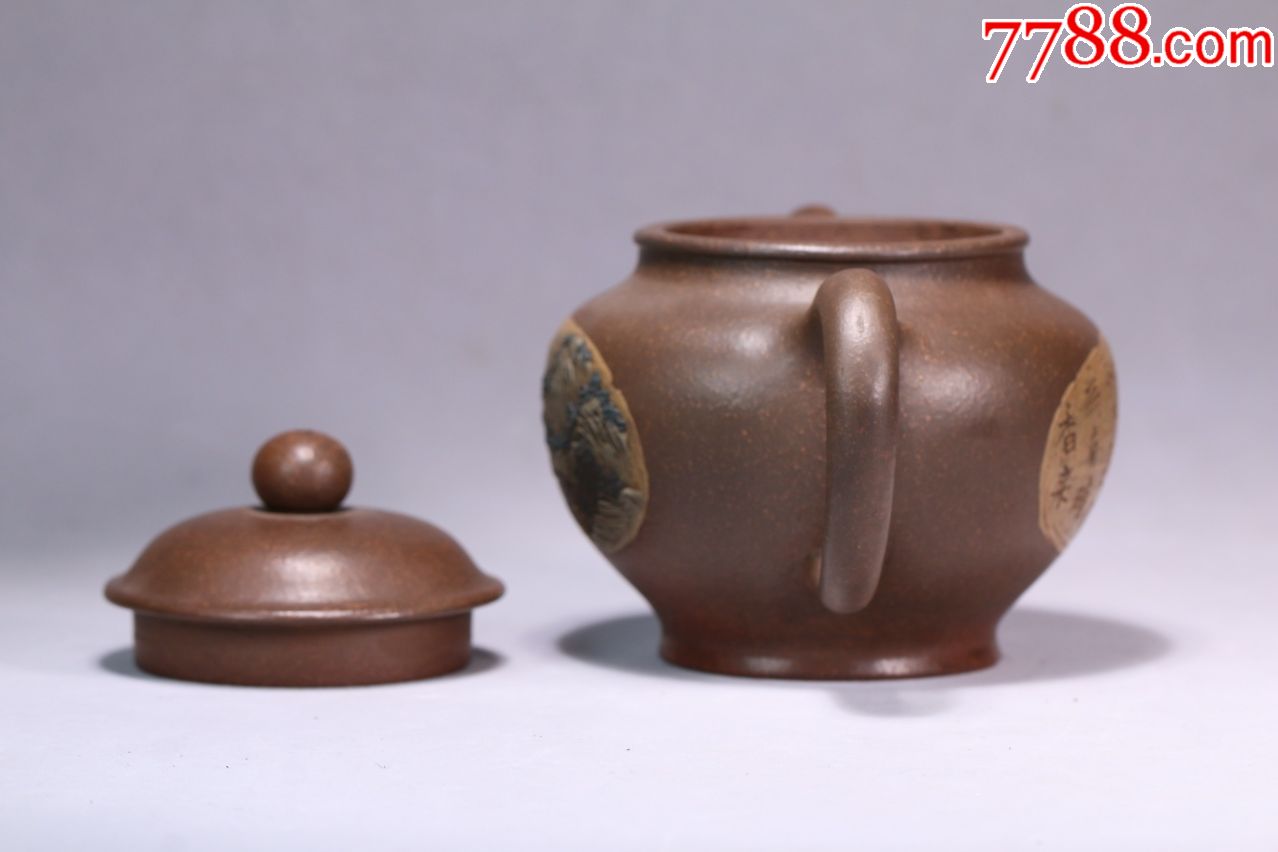 清代"杨季初"款山水诗文紫砂壶