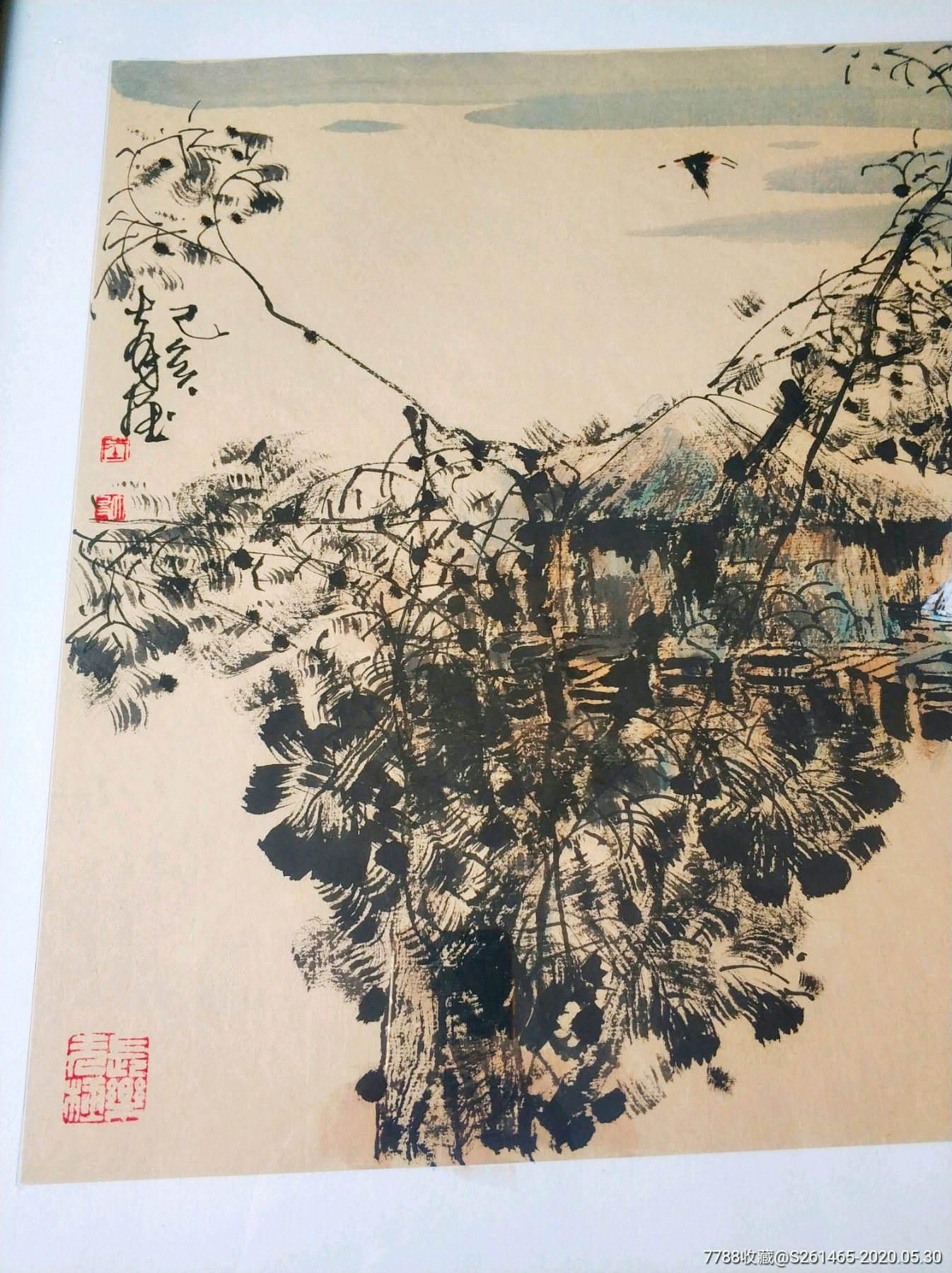 中美协会员陆大有展览原作山水,有合影,带框