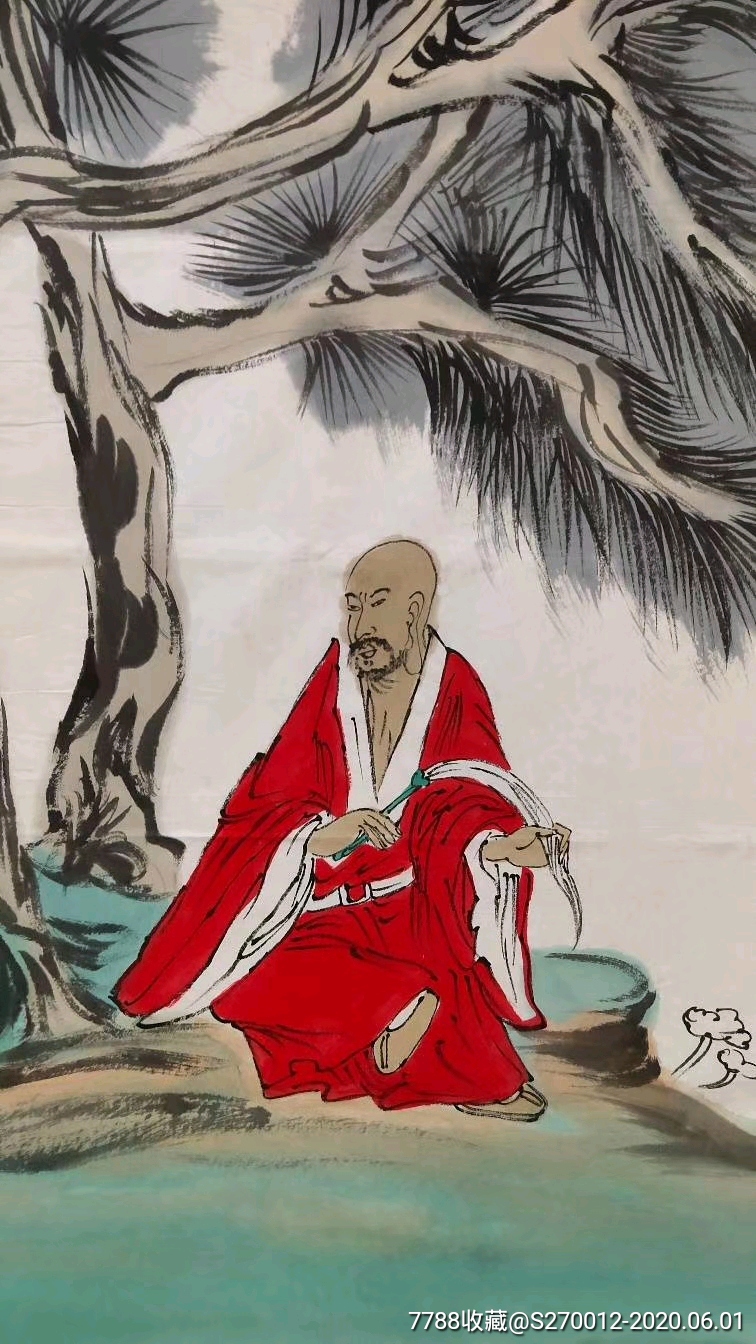 《松荫罗汉图》一幅,四尺大中堂,68厘米/136厘米,喜欢的-人物国画