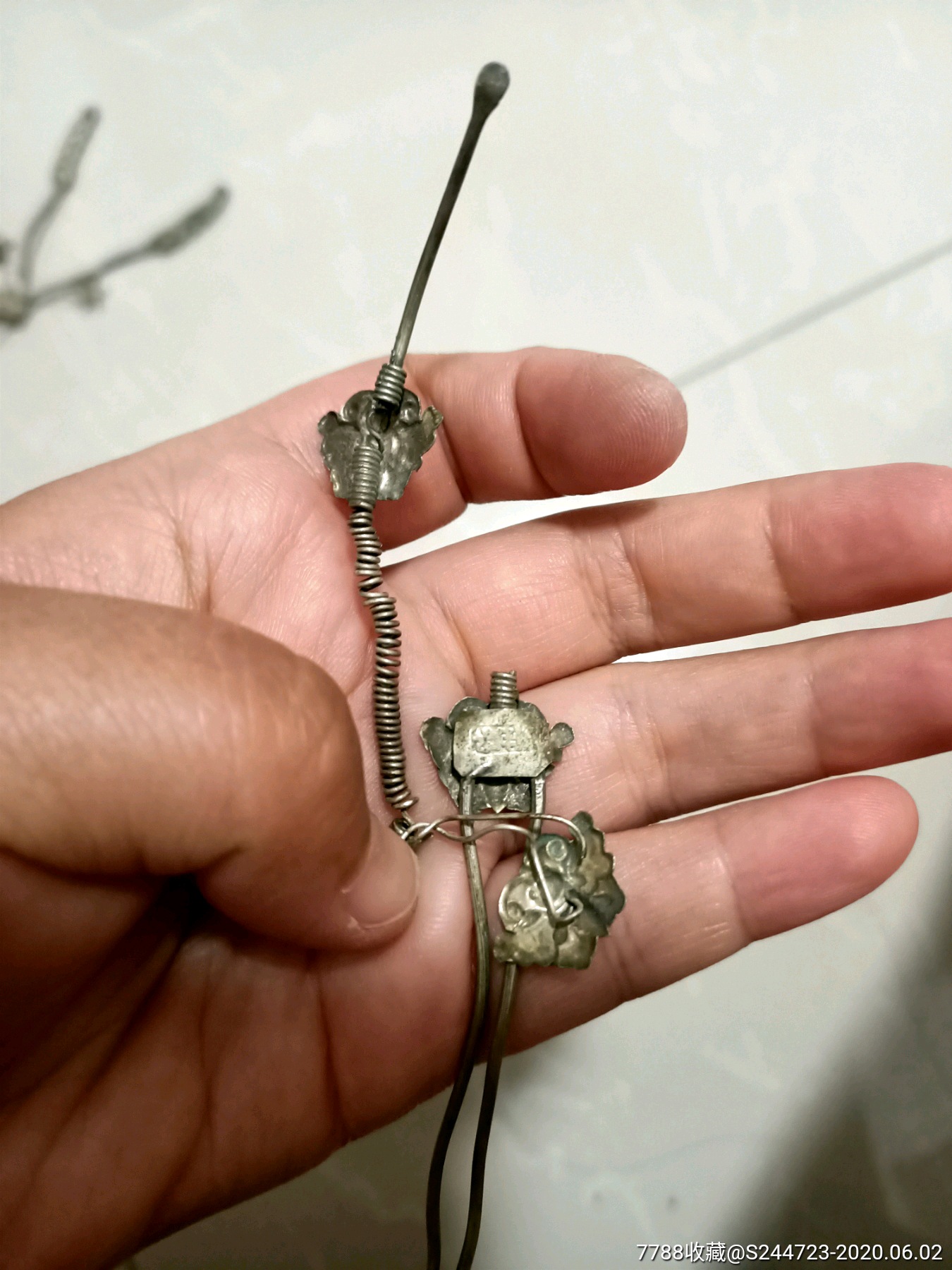 清代银发簪步摇,发卡/发饰,发簪,清朝,银质_第7张_7788像章收藏