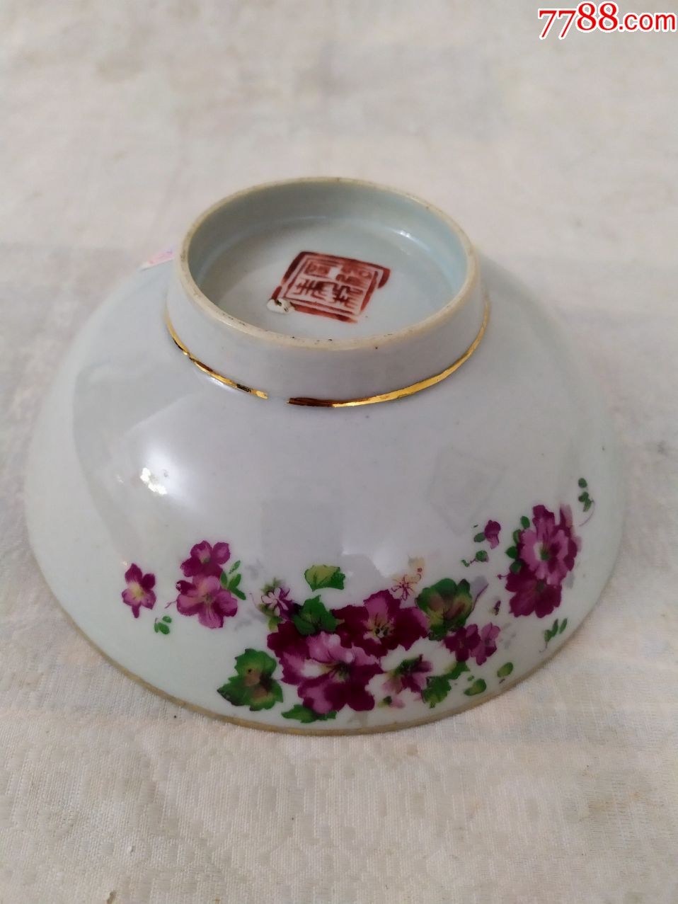 5817全品民国同治底款花卉纹粉彩大碗