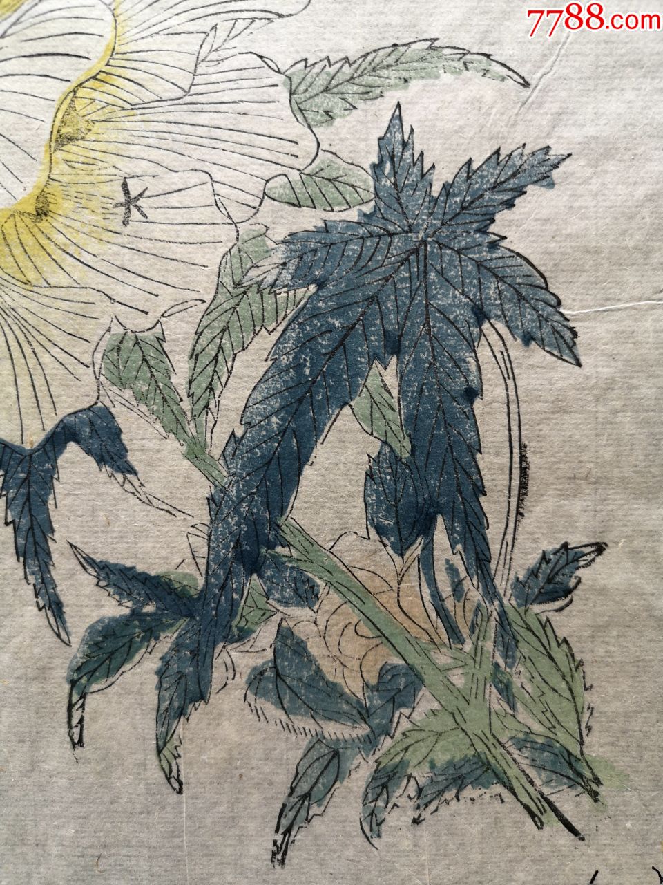 老的竹纸套色木版水印版画6(应是老画谱上拆下来的)