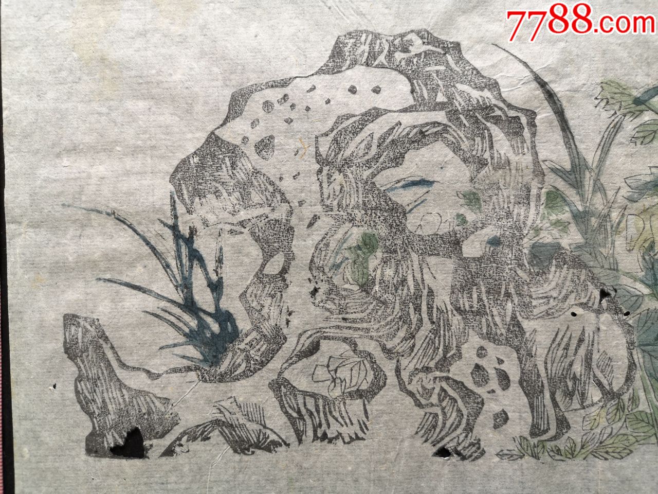 老的竹纸套色木版水印版画26(应是老画谱上拆下来的)_价格80.