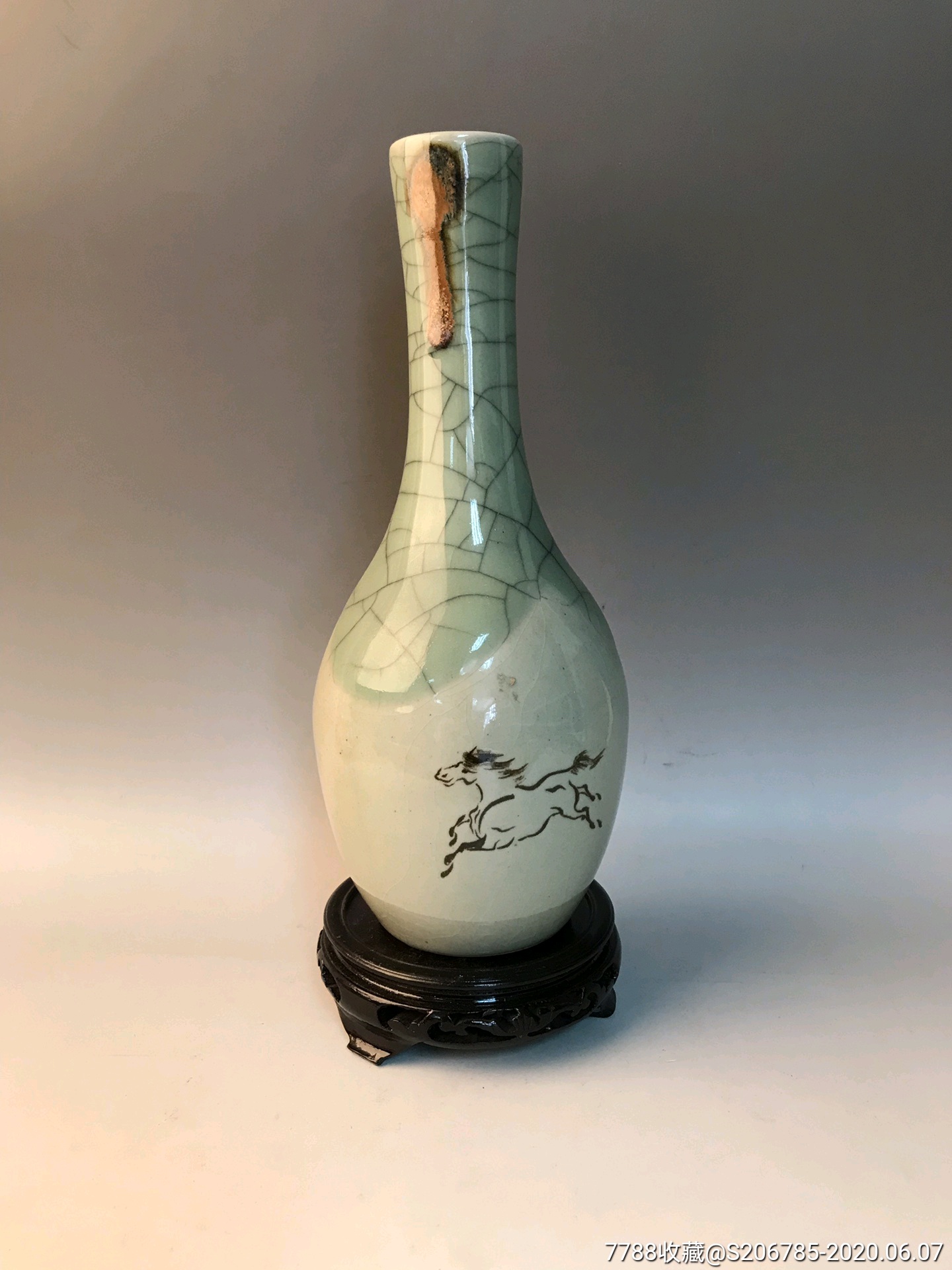 回流相马烧花器高23cm,自然大开片,极美