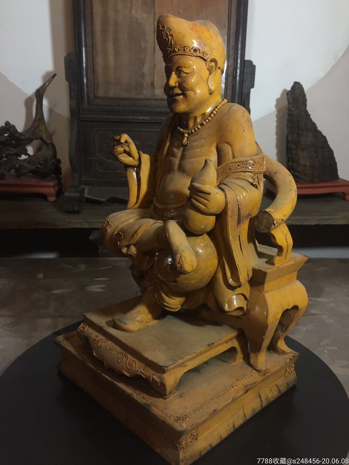 老木雕神像造像佛像古玩清代文房摆设雕件摆件木器罗汉济公