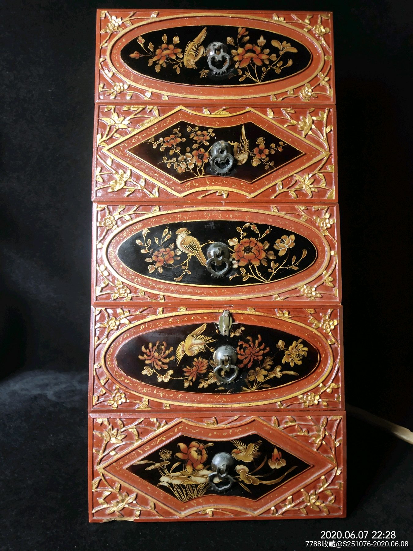 吴友如描金漆画,老木雕花板,古建构件永春工雕花板老木器,潮汕金漆