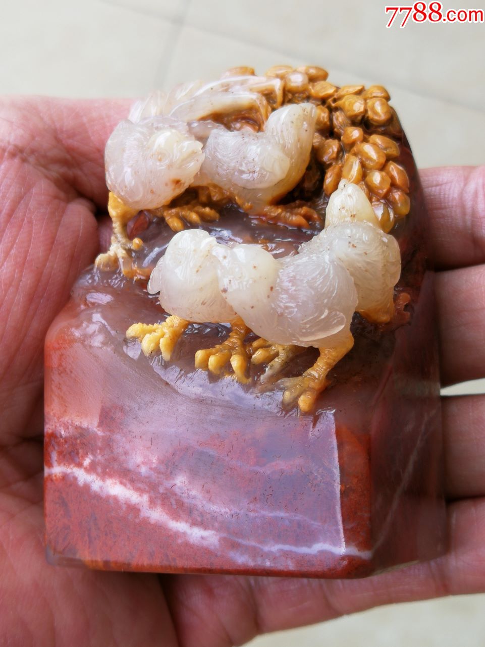 寿山枇杷黄鲎箕石随形摆印章263g(纯手工雕,稀缺品种!