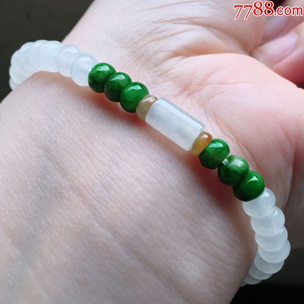 天然翡翠a货老坑冰种三彩路路通算盘珠水润气质手链精美手串