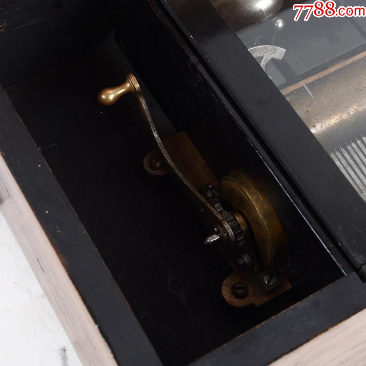 19世纪西洋古董瑞士产老式八音盒带铃发条滚筒音乐盒8