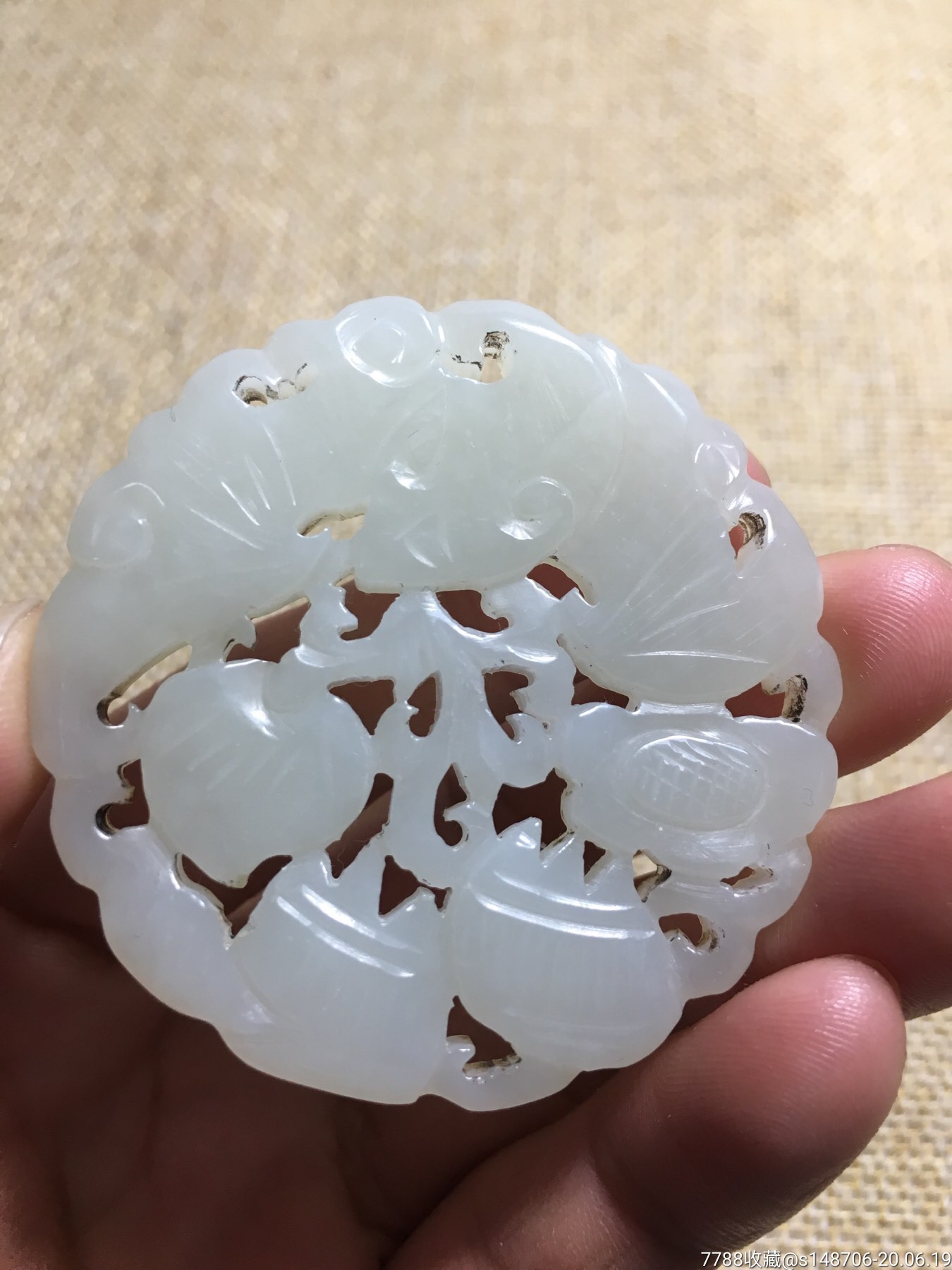 旧藏和田白玉福寿玉佩