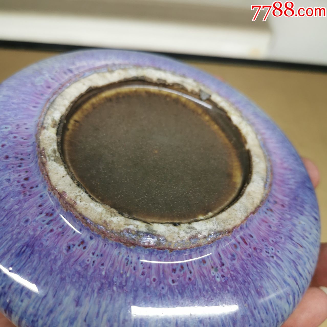 清代红釉窑变瓷笔洗窑变釉文房瓷器水洗