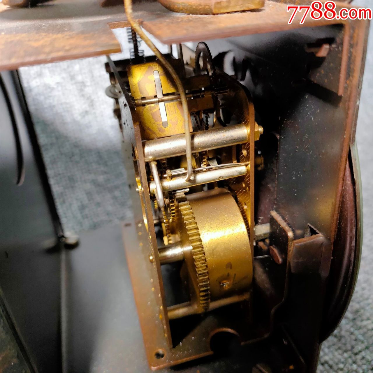 20世纪早期西洋古董发条座钟机械钟表壁炉钟稀有金属壳机械正常