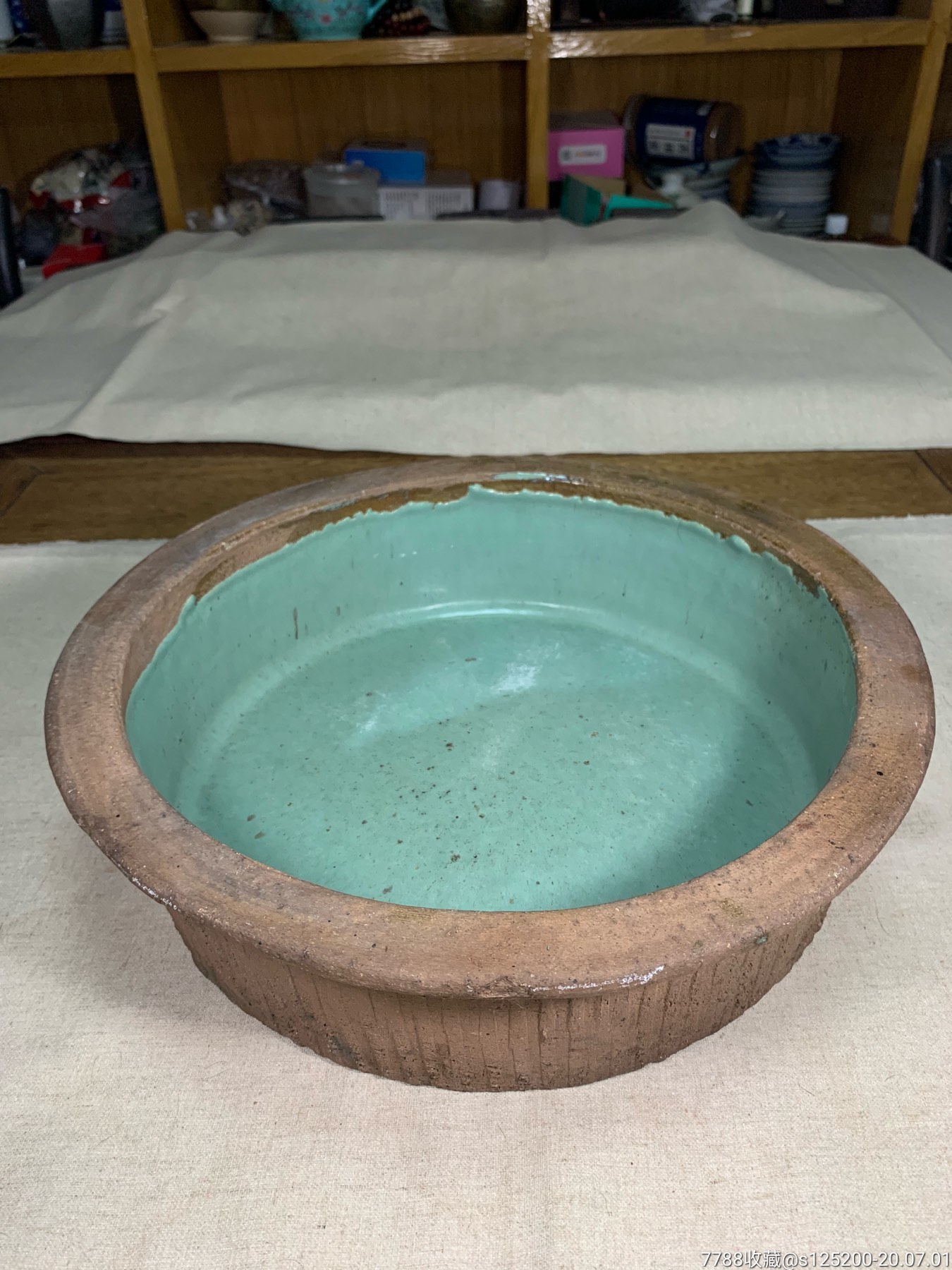 古董古玩收藏杂项清代绿釉盆紫砂盆紫砂花盆菖蒲盆老砂盆景花盆