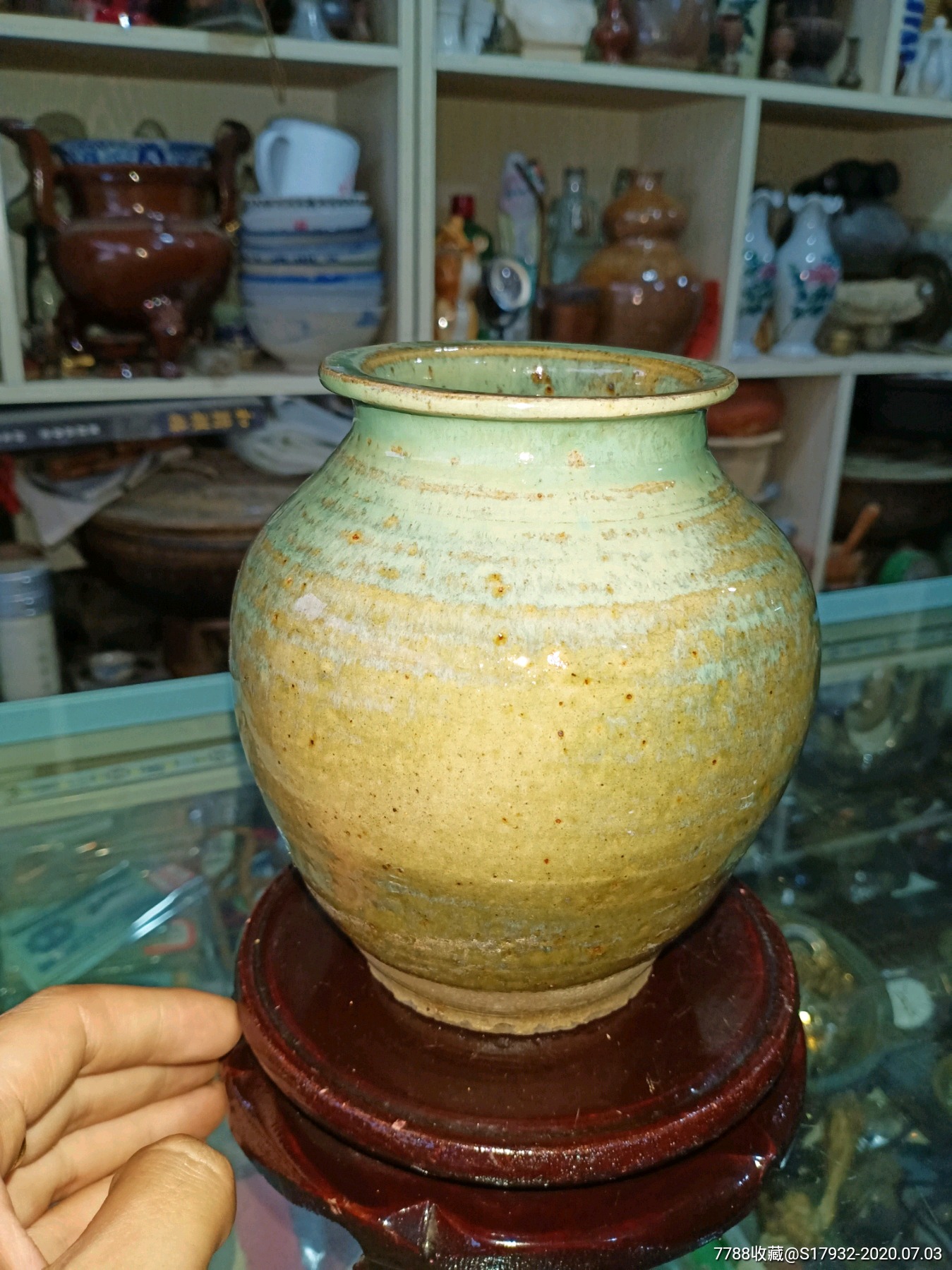清代云南全品厚重满身窑变华宁窑少见单耳罐