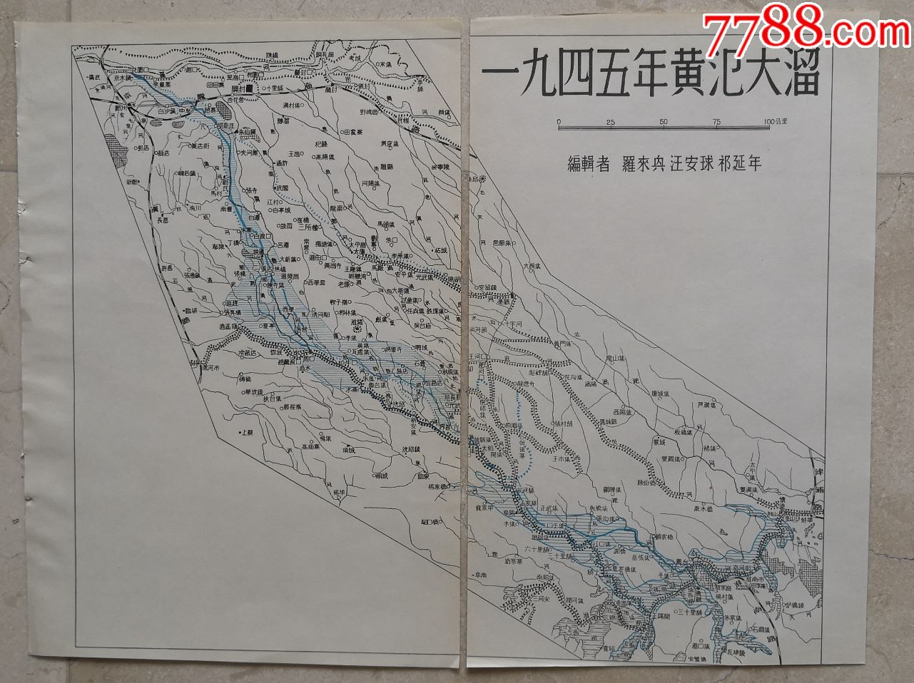 1945年黄汜大溜贾鲁河密济河涡河淝河花园口开封淮阳凤台淮南